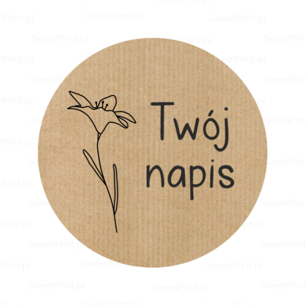 Personalizowane naklejki kraft z lilią - SweetPrint.pl