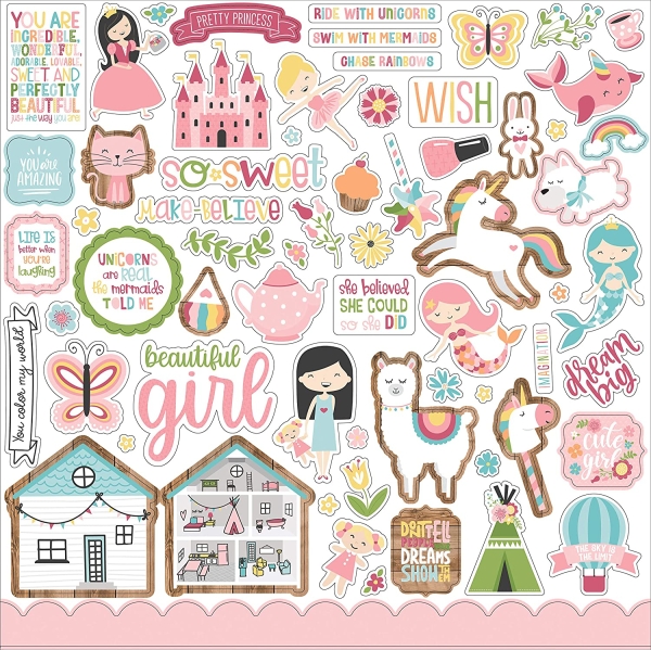 Naklejki tekturowe, do scrapbookingu - Echo Park All Girl - SweetPrint.pl