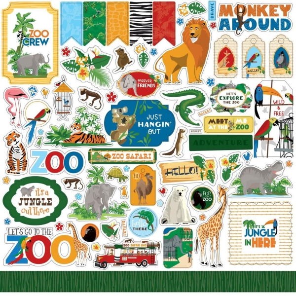 Naklejki tekturowe, do scrapbookingu - CARTA BELLA - ZOO - SweetPprint.pl