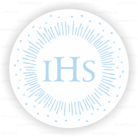 Naklejki  na pierwszą komunię IHS - błękitne
