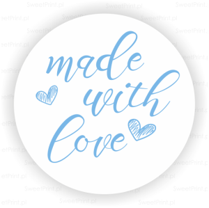 Naklejki MADE WITH LOVE biało - błękitne