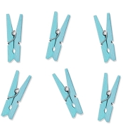 Klamerki drewniane - błękitne - 3 cm / 20 szt