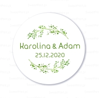 Personalizowane naklejki ślubne GREEN ROMANCE