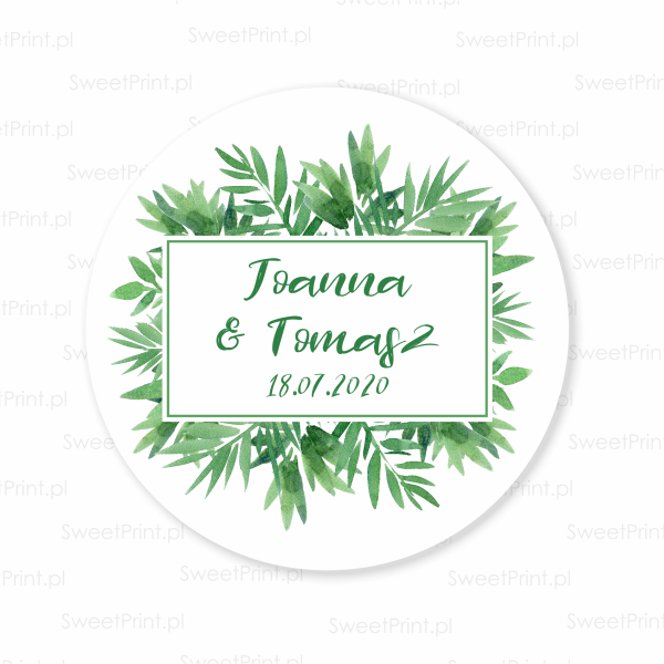 naklejki na koperty ślubne - motyw tropikalny