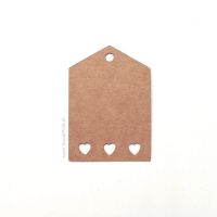 Tagi  kraft / zawieszki EKO  - 3 serca  - MAŁE