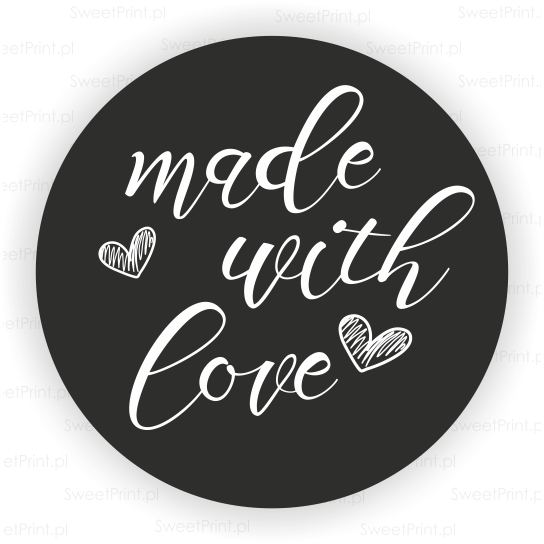 czarne naklejki z napisem made with love