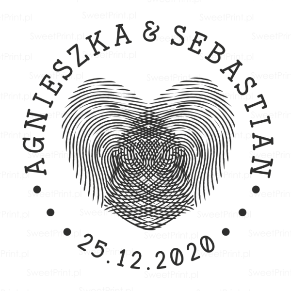 stempel z sercem z odcisków palców