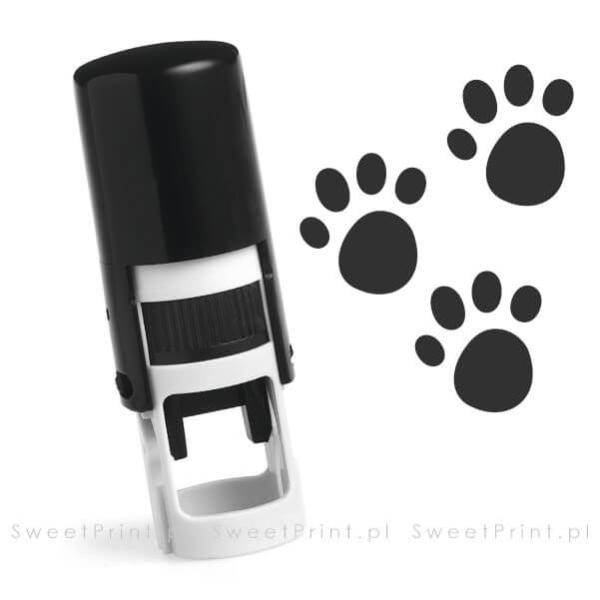 gotowa pieczątka mini - okrągła - automat - na karty lojalnościowe i stałego klienta - psia łapka - SweetPrint.pl