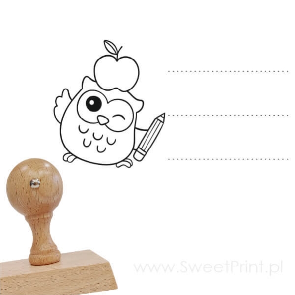 stempel / pieczątka z sową - stempel szkolny - SweetPrint.pl