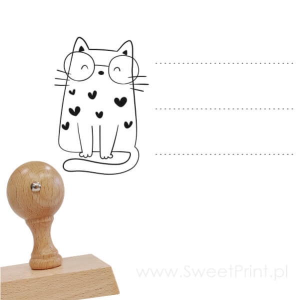stempel / pieczątka z kotkiem  - stempel szkolny - SweetPrint.pl