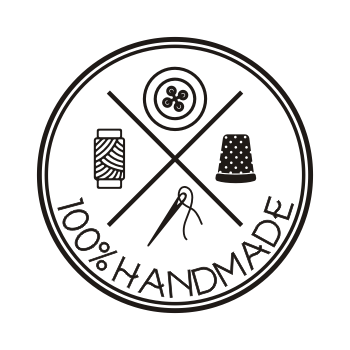 Personalizowany stempel z akcesoriami krawieckimi i napisem 100% handmade - SweetPrint.pl