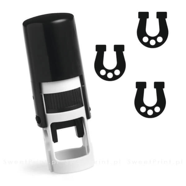 Mini pieczątka automatyczna z podkową , printer okrągły - do kart stałego klienta, kart lojalnościowych, karnetów - SweetPrint.pl