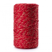 Sznurek bawełniany CZERWONO - ZŁOTY