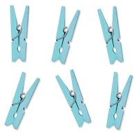 Klamerki drewniane - błękitne - 3,5 cm / 10 szt