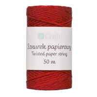 Sznurek papierowy skręcany CZERWONY, 50m 