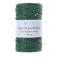 Sznurek papierowy z drucikiem ZIELONY 25m 