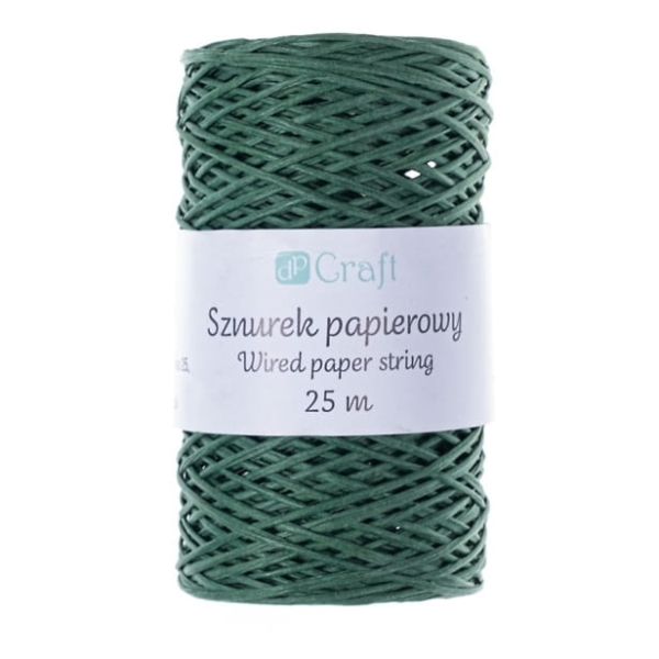 Zielony sznurek papierowy z drucikiem - SweetPrint.pl