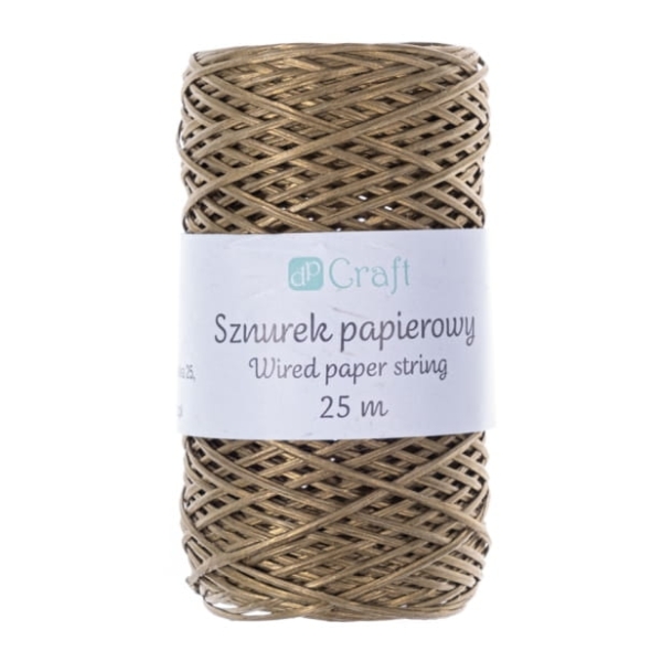 Sznurek papierowy kraft, z drucikiem - SweetPrint.pl