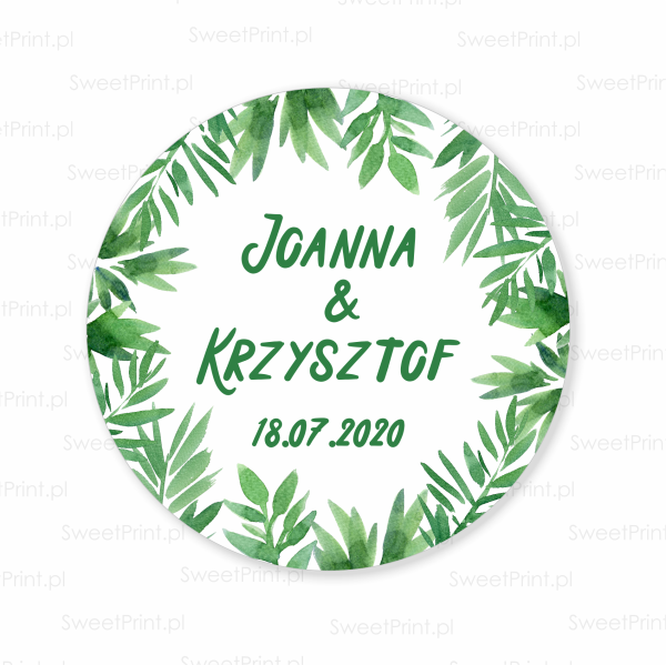 naklejki ślubne z tropikalnymi liśćmi