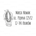 pieczątka adresowa z motywem balonu