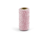 Cienki sznurek bawełniany  biało - różowy jasny