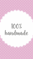 różowa wizytówka etykieta  do oznaczania produktów handmade / 100% handmade