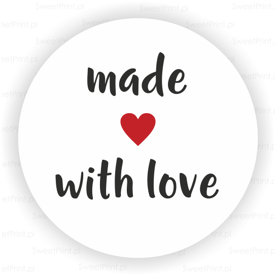 okrągłe naklejki z napisem made with love
