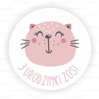 Personalizowane naklejki dla dzieci - RÓŻOWY KOTEK