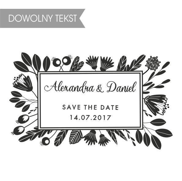 personalizowany stempel ślubny do oznaczania bilecików, serwetek, kopert, zaproszeń