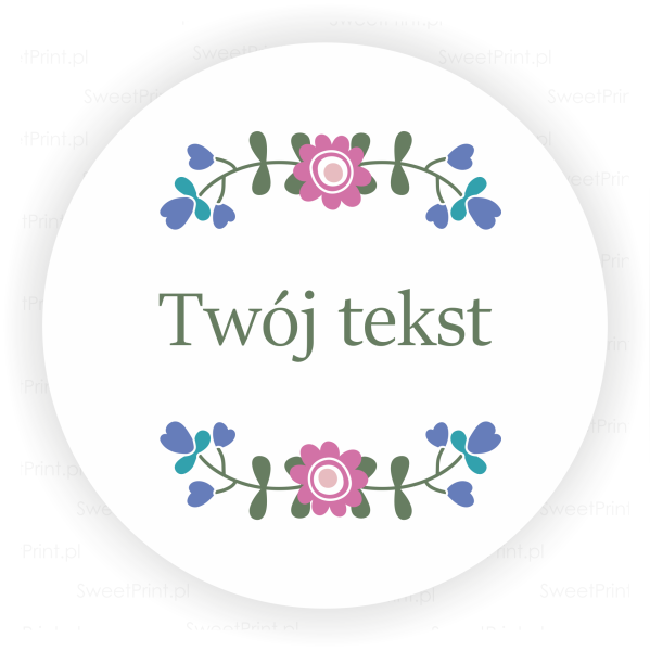 personalizowane naklejki z kwiatami i własnym tekstem