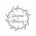 personalizowany stempel ślubny z delikatnymilistkami