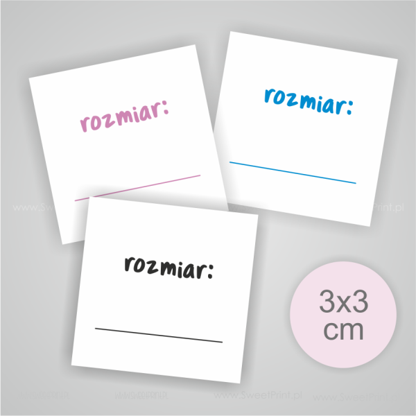 metki z rozmiarami