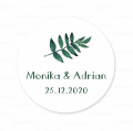 personalizowane naklejki ślubne z liściem paproci