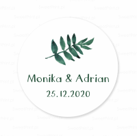 Personalizowane naklejki ślubne PAPROĆ