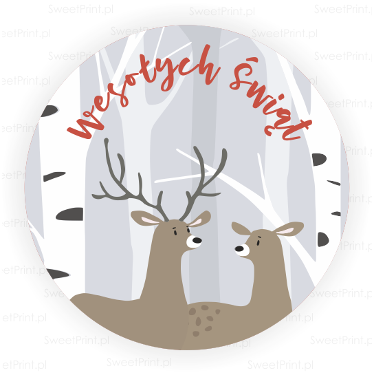 personalizowane naklejki świąteczne z jeleniem